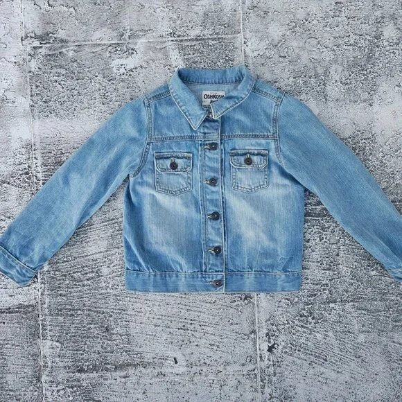 Oshkosh B'goch Kids Jacket Blue Denim Jeans Coat Jacket Size 10 - Picture 5 of 11